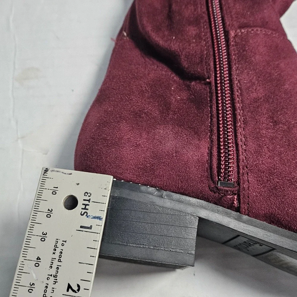 Franco Sarto Bailey Over The Knee Boots Dark Burgundy Suede Block Heel Women 5.5